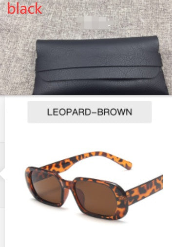 Retro small frame leopard brown sunglasses for women with colorful candy color design and strong PC frame.