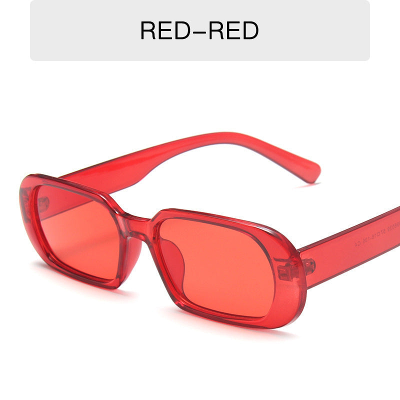 Retro small frame red sunglasses for women with colorful candy-colored design