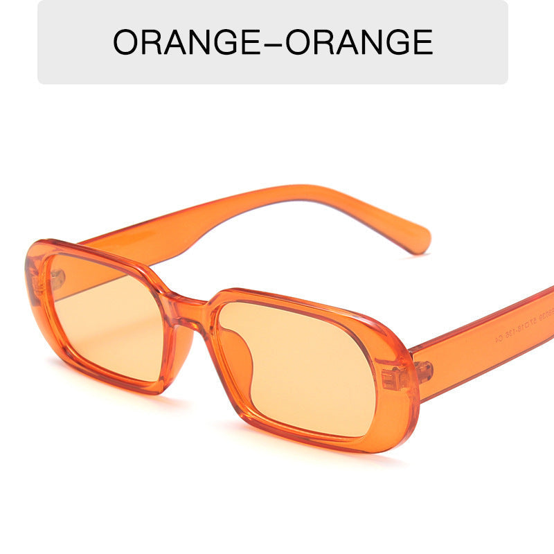 Orange retro small frame female fashion sunglasses with candy color plastic frame and AC lenses