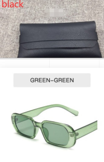 Retro small frame green candy color fashion sunglasses for women with non-polarized AC lenses and PC frame.