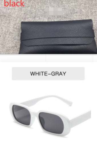 White-gray retro small frame women&