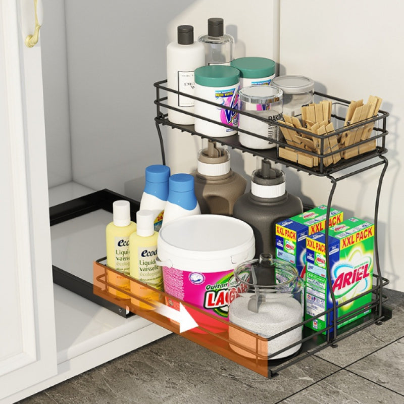 2 Pack Metal Pull Out Cabinet Organiser Drawers