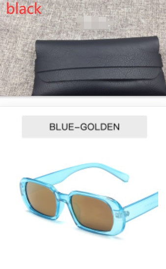 Blue golden retro small frame colorful fashion sunglasses for women with candy color plastic frame and AC lenses
