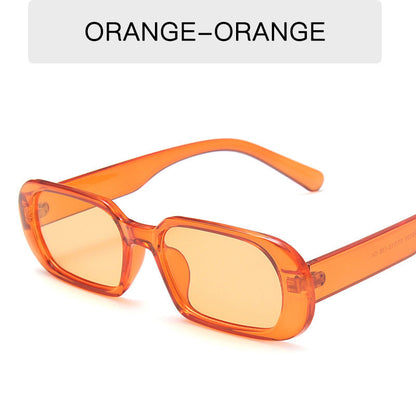 Orange retro small frame female fashion sunglasses with candy color plastic frame and AC lenses