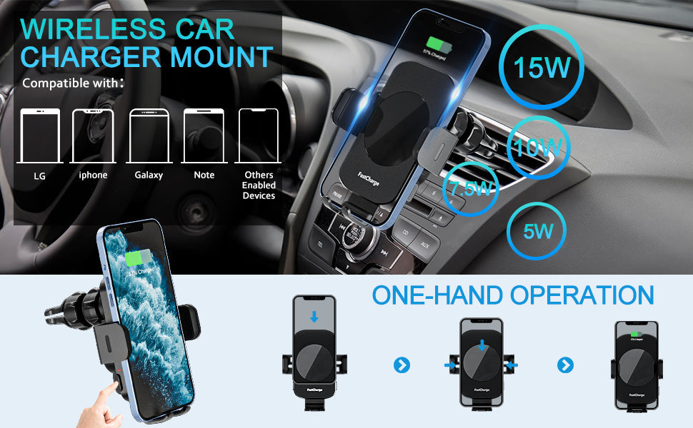 15W Wireless Car Charger | Auto Clamping Mount