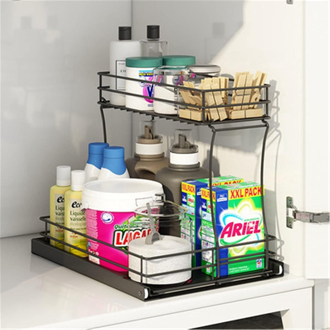 2 Pack Metal Pull Out Cabinet Organiser Drawers