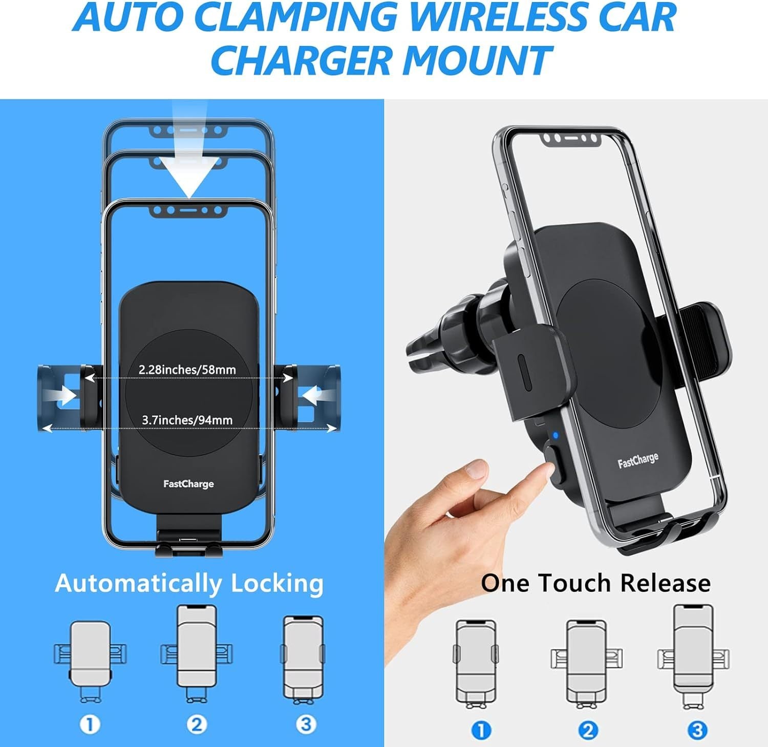 15W Wireless Car Charger | Auto Clamping Mount