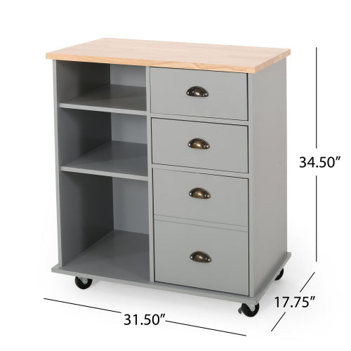 Kitchen Trolley with 2 Drawers and 1 Cabinet Door
