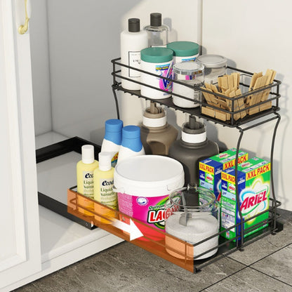2 Pack Metal Pull Out Cabinet Organiser Drawers
