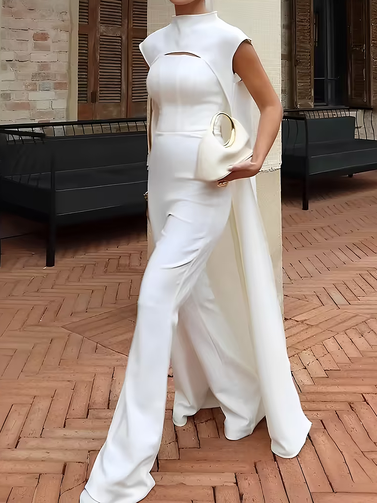 Elegant Tailored Jumpsuit &amp; Cape Set – Wedding &amp; Formal Occasion Outfit