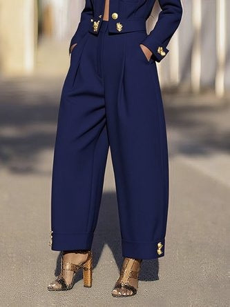 Urban Plain Buttoned Fashion Pants